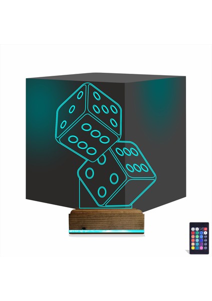 Kirppi 3D Lamba Zar Şans Masa Gece Lambası