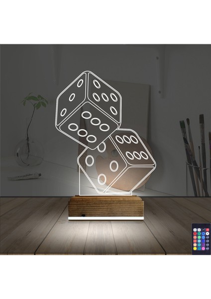 Kirppi 3D Lamba Zar Şans Masa Gece Lambası fiyatları