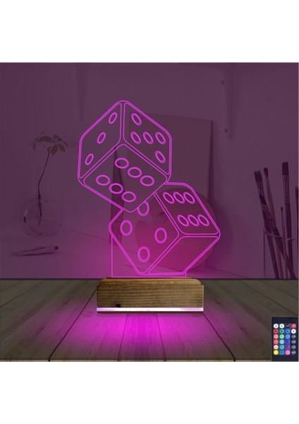 Kirppi 3D Lamba Zar Şans Masa Gece Lambası fırsatları