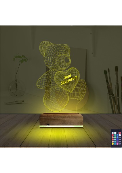 Kirppi 3D Lamba Ayıcık Kalp Seni Seviyorum V1 Masa Gece Lambası indirimleri