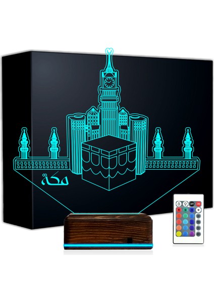 Kirppi 3D Lamba Kabe Mekke Masa Gece Lambası
