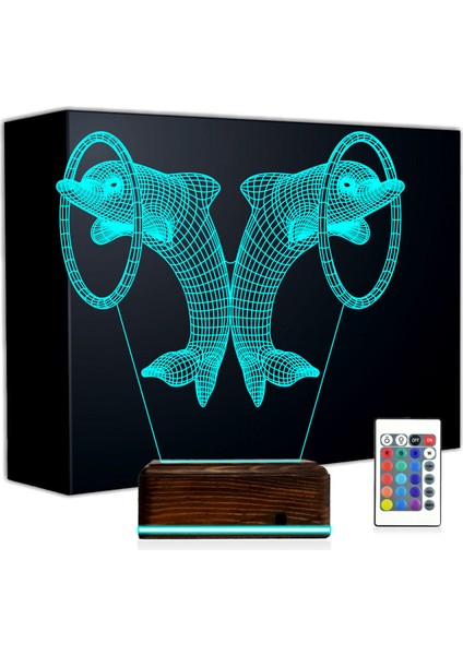 Kirppi 3D Lamba Yunus Balığı Çocuk Odası Masa Gece Lambası