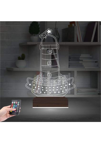 Kirppi 3D Lamba Deniz Feneri Kuş Masa Gece Lambası