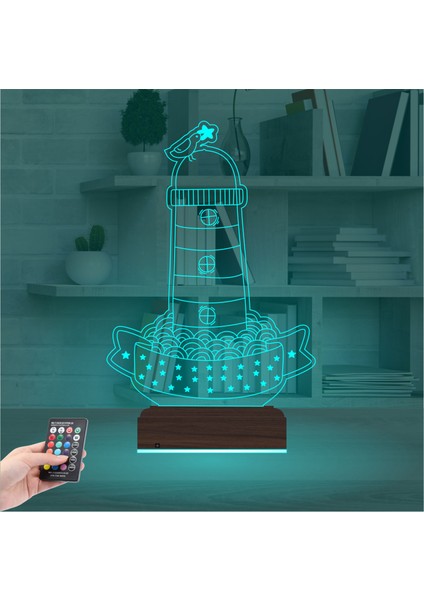 Kirppi 3D Lamba Deniz Feneri Kuş Masa Gece Lambası