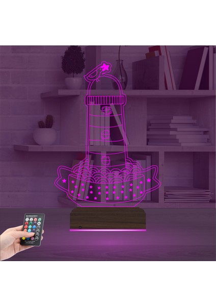 Kirppi 3D Lamba Deniz Feneri Kuş Masa Gece Lambası