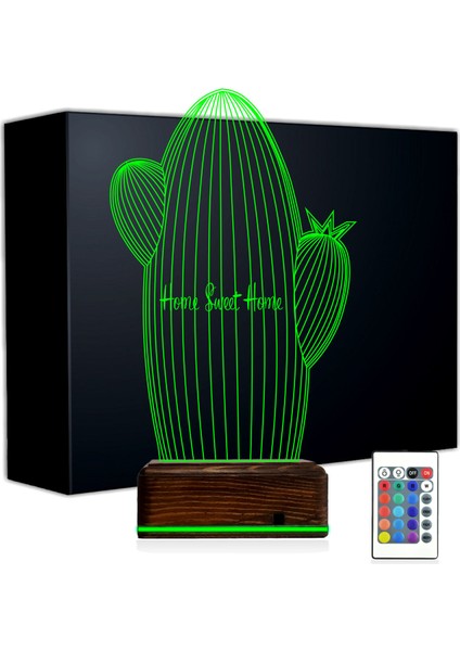 Kirppi 3D Lamba Kaktüs Çiçek Masa Gece Lambası
