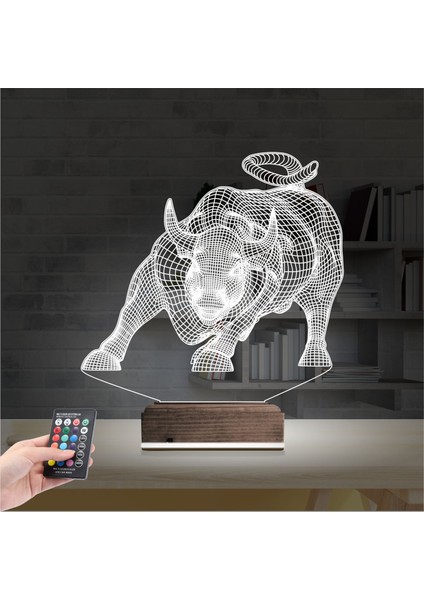 Kirppi 3D Lamba Boğa Burcu Masa Gece Lambası fiyatları