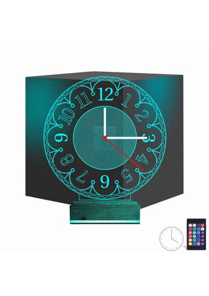 Kirppi 3D Saat Lamba Klasik Saat Masa Gece Lambası