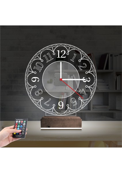 Kirppi 3D Saat Lamba Klasik Saat Masa Gece Lambası