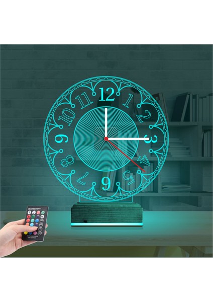 Kirppi 3D Saat Lamba Klasik Saat Masa Gece Lambası