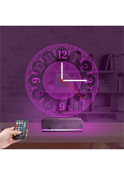 Kirppi 3D Saat Lamba Klasik Saat Masa Gece Lambası