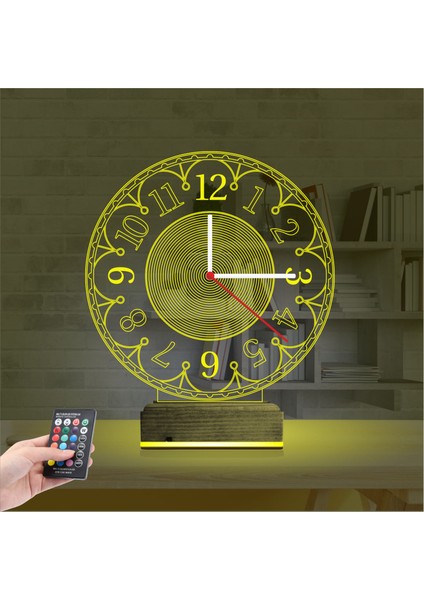 Kirppi 3D Saat Lamba Klasik Saat Masa Gece Lambası
