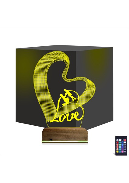Kirppi 3D Lamba Kalp Love Sevgiliye Hediye Masa Gece Lambası