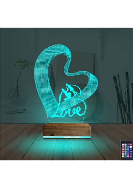 Kirppi 3D Lamba Kalp Love Sevgiliye Hediye Masa Gece Lambası modelleri