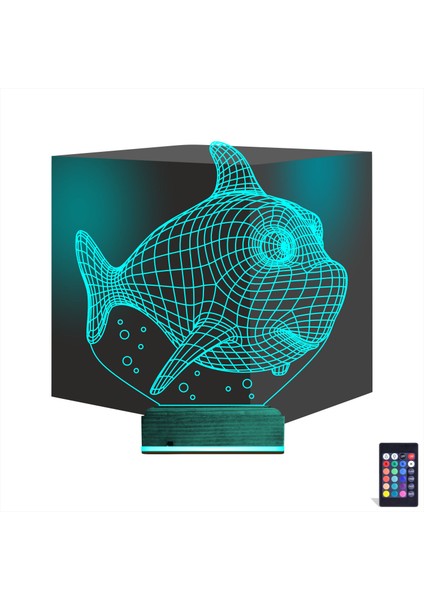 Kirppi 3D Lamba Balık Çocuk Odası Masa Gece Lambası