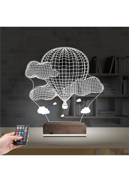 Kirppi 3D Lamba Uçan Balon Bulut Masa Gece Lambası