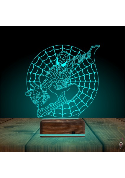 Kirppi 3D Lamba Örümcek Adap Spider Man Ağ Masa Gece Lambası