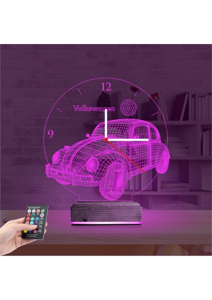 Kirppi 3D Saat Lamba Vosvos Araba Masa Gece Lambası fırsatları