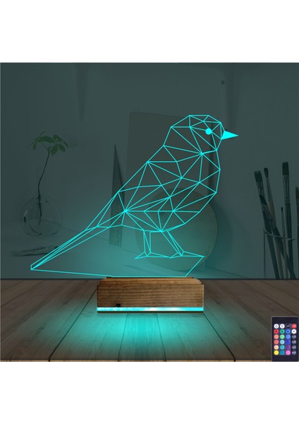 Kirppi 3D Lamba Kuş Kanarya Taraftar Masa Gece Lambası modelleri