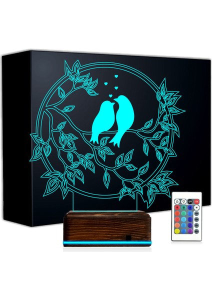 Kirppi 3D Lamba Dekoratif Kuş Ağaç Masa Gece Lambası