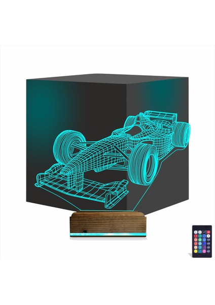 Kirppi 3D Lamba Formula F1 Yarış Arabası V1 Masa Gece Lambası