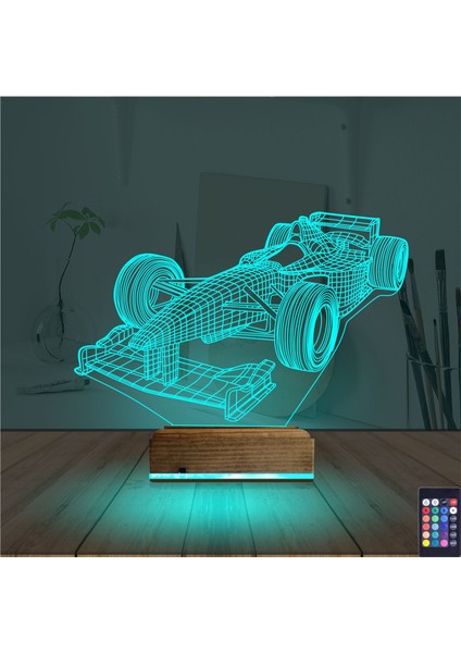 Kirppi 3D Lamba Formula F1 Yarış Arabası V1 Masa Gece Lambası modelleri