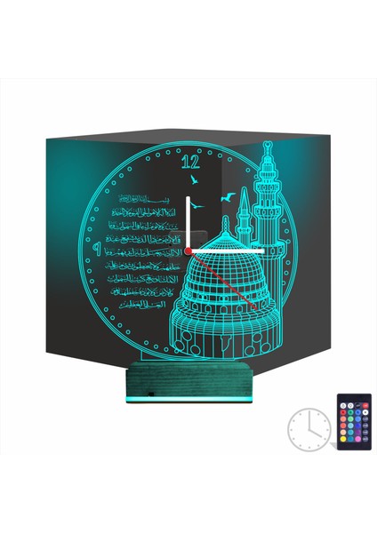 Kirppi 3D Saat Lamba Cami Ayetel Kürsi Masa Gece Lambası