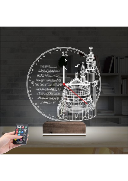 Kirppi 3D Saat Lamba Cami Ayetel Kürsi Masa Gece Lambası fiyatları
