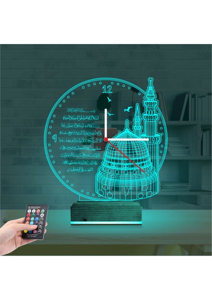 Kirppi 3D Saat Lamba Cami Ayetel Kürsi Masa Gece Lambası modelleri