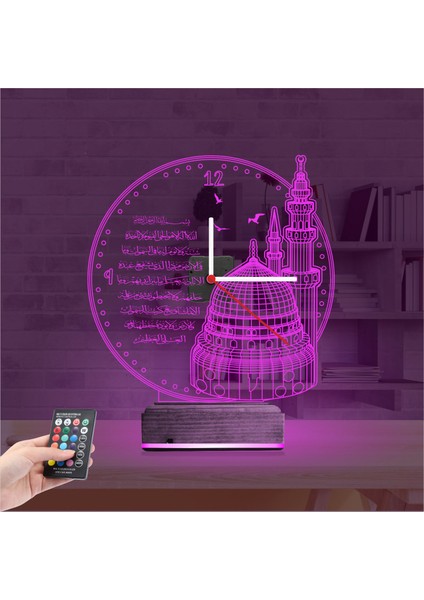 Kirppi 3D Saat Lamba Cami Ayetel Kürsi Masa Gece Lambası fırsatları