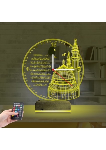 Kirppi 3D Saat Lamba Cami Ayetel Kürsi Masa Gece Lambası indirimleri