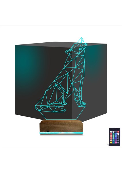 Kirppi 3D Lamba Kurt Polygonal Masa Gece Lambası