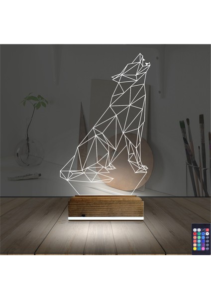 Kirppi 3D Lamba Kurt Polygonal Masa Gece Lambası fiyatları