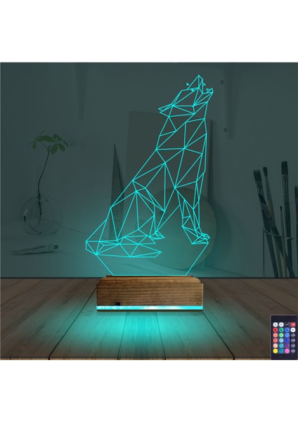 Kirppi 3D Lamba Kurt Polygonal Masa Gece Lambası modelleri