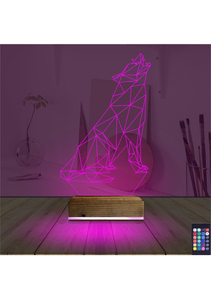 Kirppi 3D Lamba Kurt Polygonal Masa Gece Lambası fırsatları