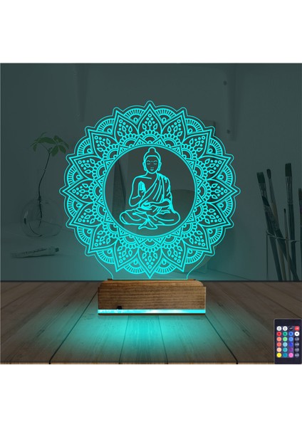 Kirppi 3D Lamba Mandala Yoga Masa Gece Lambası modelleri
