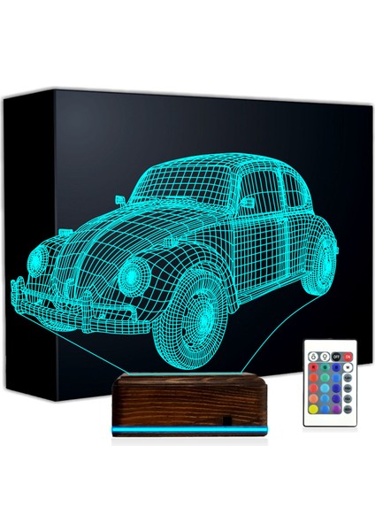 Kirppi 3D Lamba Vovos Klasik Araba V1 Masa Gece Lambası