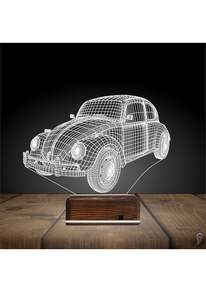 Kirppi 3D Lamba Vovos Klasik Araba V1 Masa Gece Lambası