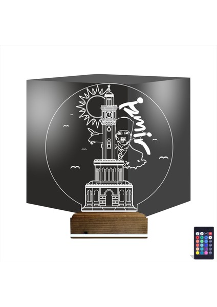 Kirppi 3D Lamba Izmir Saat Kulesi Atatürk Masa Gece Lambası
