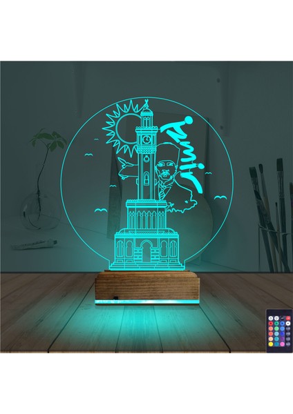 Kirppi 3D Lamba Izmir Saat Kulesi Atatürk Masa Gece Lambası
