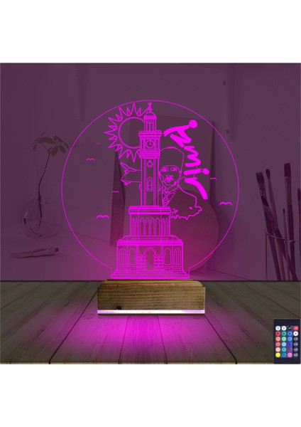 Kirppi 3D Lamba Izmir Saat Kulesi Atatürk Masa Gece Lambası