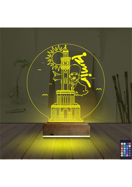 Kirppi 3D Lamba Izmir Saat Kulesi Atatürk Masa Gece Lambası