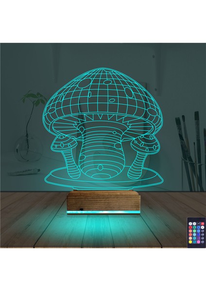 Kirppi 3D Lamba Mantar Çocuk Odası Masa Gece Lambası modelleri