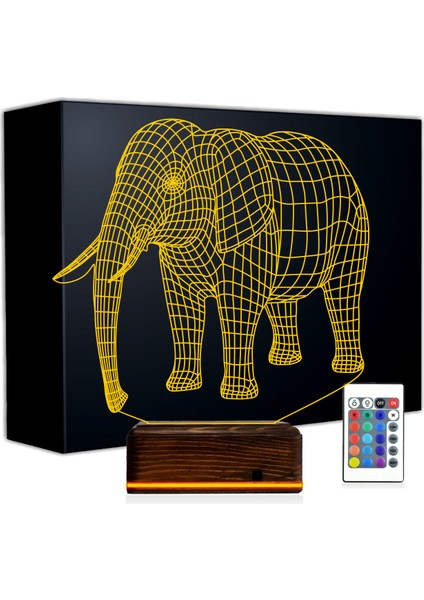 Kirppi 3D Lamba Fil Tasarım Masa Gece Lambası