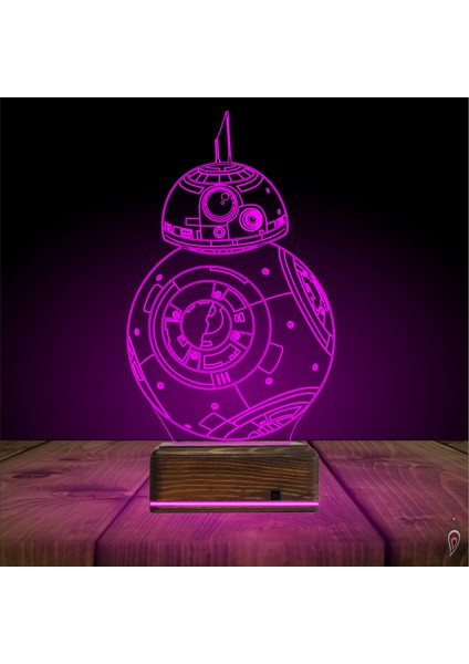 Kirppi 3D Lamba Sw Robot Bb8 Masa Gece Lambası