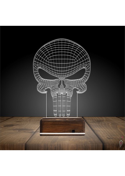 Kirppi 3D Lamba Kuru Kafa Punisher Masa Gece Lambası fiyatları