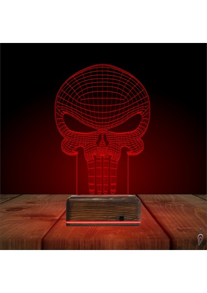 Kirppi 3D Lamba Kuru Kafa Punisher Masa Gece Lambası fırsatları