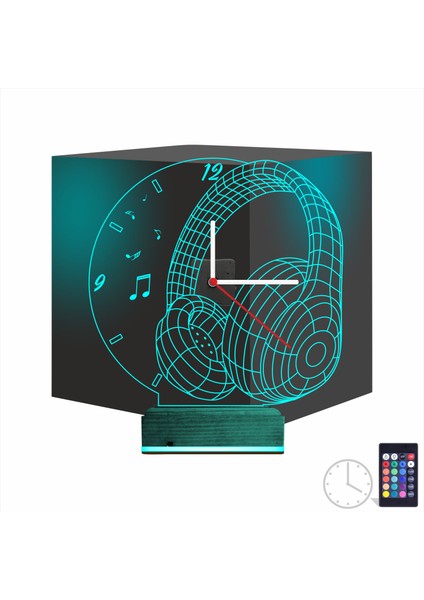 Kirppi 3D Saat Lamba Dj Müzik Kulaklık Masa Gece Lambası