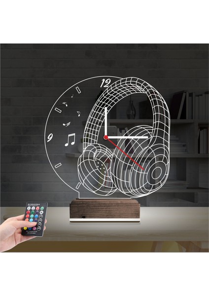 Kirppi 3D Saat Lamba Dj Müzik Kulaklık Masa Gece Lambası fiyatları