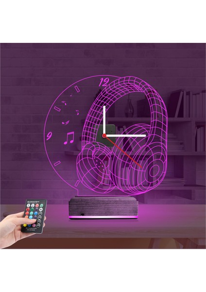 Kirppi 3D Saat Lamba Dj Müzik Kulaklık Masa Gece Lambası fırsatları
